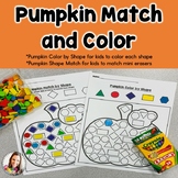 Pumpkin Eraser Match or Shape Color-Fall