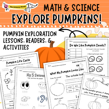 Preview of Pumpkin Exploration Math & Science Activity Bundle | Graphing, Senses, & More!