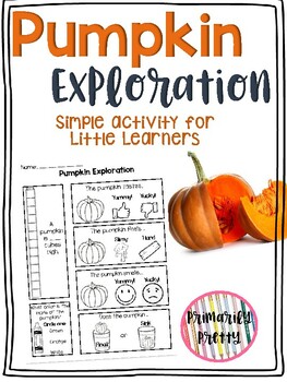 Preview of Pumpkin Exploration Science Activity Pre K Kindergarten 1st grade