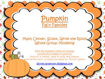 Preview of Pumpkin Fact Families (Scoot, Write the Room)