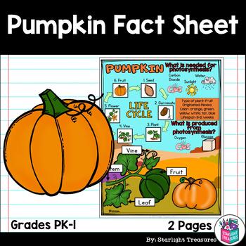 Preview of Pumpkin Fact Sheet for Early Readers - FREEBIE - Plant Study