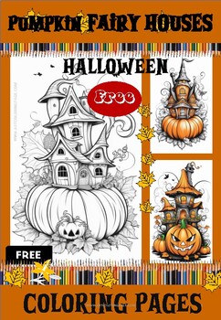 Preview of Pumpkin Fairy Houses Coloring sheets Free | Pumpkin Coloring pages