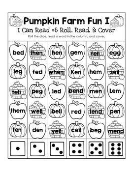 Pumpkin Farm Fun - I Can Read It! Roll, Read, and Cover (Lesson 8)