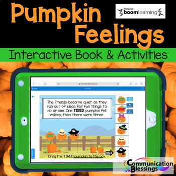 Preview of Pumpkin Feelings Interactive Book and Activities Boom Cards