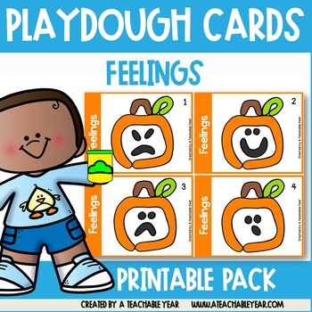 Preview of Pumpkin Feelings Playdough Cards | English and Spanish | Free