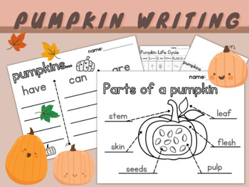 Preview of Pumpkin Informative Writing  | Have Can Are | Label | Life Cycle | Prompt