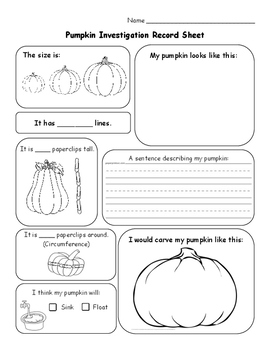 Preview of Pumpkin Investigation Sheet