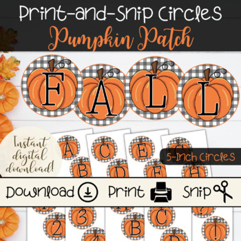 Preview of Pumpkin Letter Circles for Fall Classroom Bulletin Boards, Door Decor, Signs