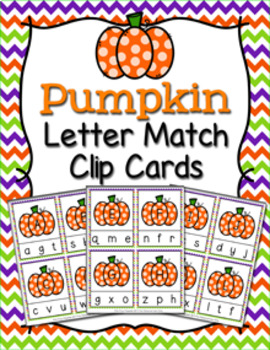 Pumpkin Letter Match Clip Cards by Pink Posy Paperie | TPT