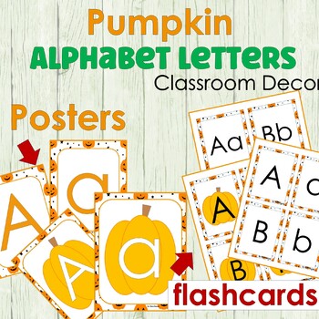Pumpkin Letter Posters & flashcards (uppercase and lowercase) | TPT