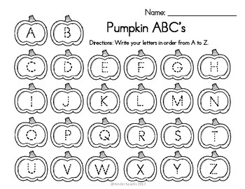 Pumpkin Letter Printables by Kinder Sparks Teachers Pay Teachers