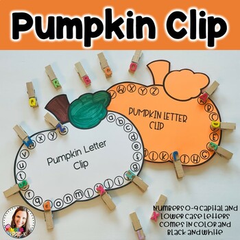 Preview of Pumpkin Letter and Number Clip-Fall-Fine Motor