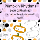Pumpkin Level 2 Rhythm Cards for half notes and sixteenth notes