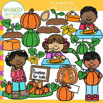 Preview of Fall Kids and Pumpkin Life Cycle and Sequencing Clip Art with Pumpkin Foods