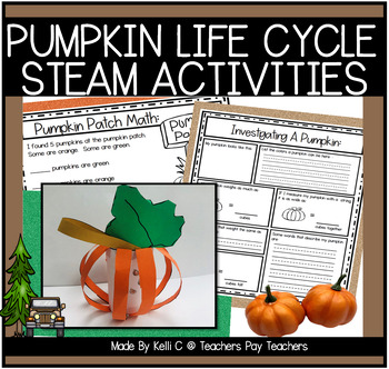 Preview of Pumpkin Life Cycle Craft plus Pumpkin STEM and Writing Activities