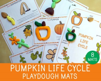 Preview of Pumpkin Life Cycle Playdough Mats, Play Doh Activity, Botany, Science Centers