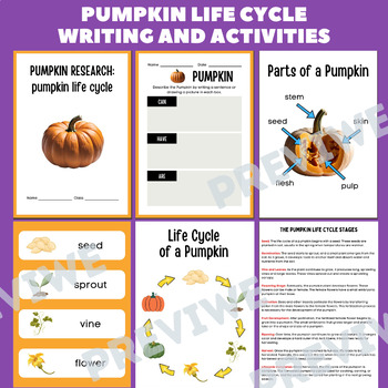 Preview of Pumpkin Life Cycle Research Project Report - Information Report Activities