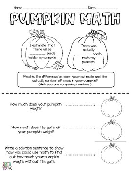 Pumpkin Math by Spoutin' About First | TPT