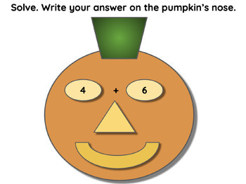 Preview of Pumpkin Math Addition & Subtraction Facts to 10 Slides