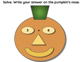 Preview of Pumpkin Math Addition & Subtraction Facts to 20 Slides