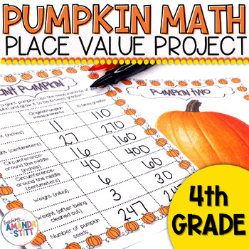 Preview of Pumpkin Math - Fall Math Worksheets - 4th Grade Place Value Activity