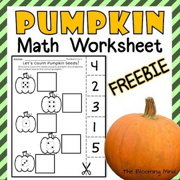 Pumpkin Math Worksheet by The Blooming Mind | Teachers Pay Teachers