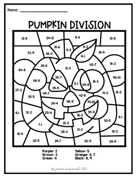 Pumpkin Multiplication Division Color By Number by Jenna Townsend