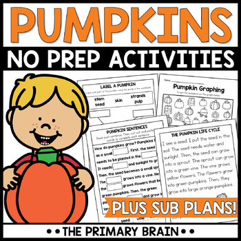 Preview of Pumpkin NO PREP Activities Packet | Thematic Unit Study with Emergency Sub Plans