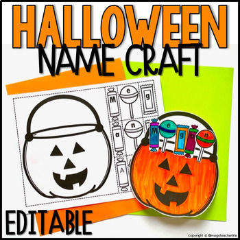 Preview of Pumpkin Name Craft - Halloween Craft - EDITABLE