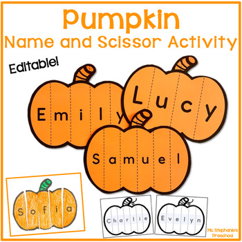 Preview of Pumpkin Name and Scissor Craft Activity - Editable