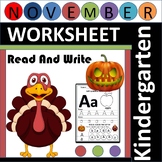 Pumpkin - November Kindergarten Worksheet-Alphabet
