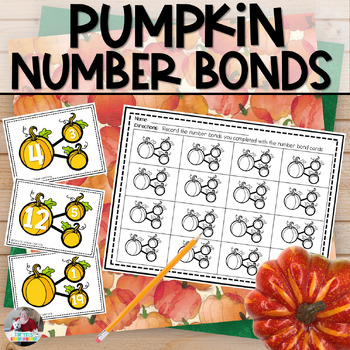 Preview of Pumpkin Number Bond Practice | Addition and Subtraction within 20 | Task Cards