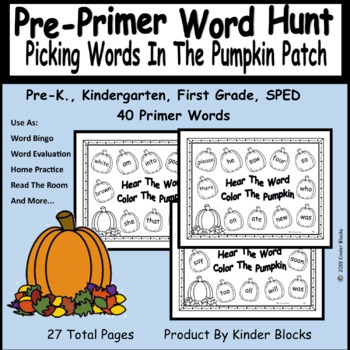 Picking Words In The Pumpkin Patch - Pre-Primer Word List by Kinder Blocks