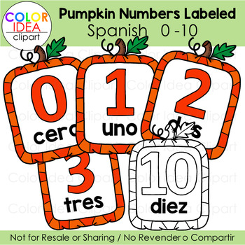 Preview of Pumpkin Number Labeled - Spanish