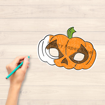 Pumpkin Paper Mask Printable Halloween Coloring Costume Craft Activity