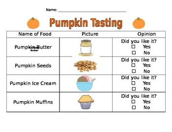 Preview of Pumpkin Party- Tasting Activity