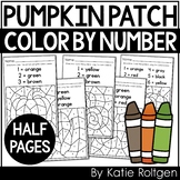 Pumpkin Patch Color by Number Pages | Kindergarten Math
