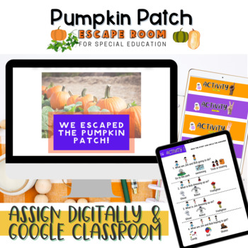 Preview of Pumpkin Patch Digital Escape Room Halloween Special Education Special Needs