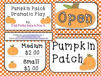 Pumpkin Patch Dramatic Play Sign Kit by Pink Polka Dots and Pre K