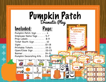 Pumpkin Patch Dramatic Play with Printable Pumpkins and Decorating