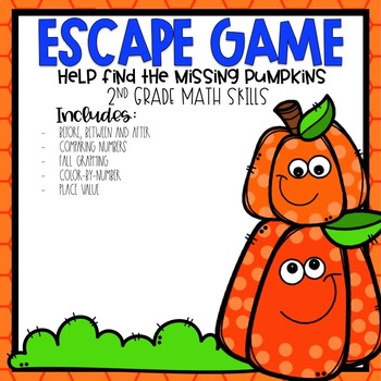 Preview of Pumpkin Patch Escape Room 2nd grade Math Skills