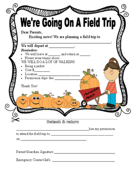 Preview of Pumpkin Patch Field Trip Form (Non-editable)