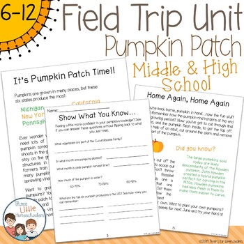 Preview of Pumpkin Patch Field Trip Unit - Middle & High School