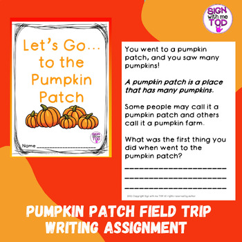 Preview of Pumpkin Patch Field Trip Writing Assignment