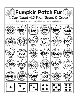 Pumpkin Patch Fun - I Can Read It! Roll, Read, and Cover (Lesson 10)