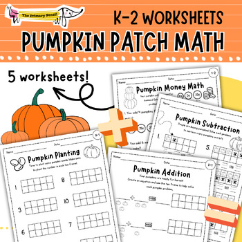 Preview of Pumpkin Patch October Math Worksheets | Counting, Addition, Subtraction, & Coins