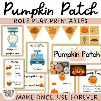 Preview of Pumpkin Patch Role Play Dramatic Play Printables | Halloween theme