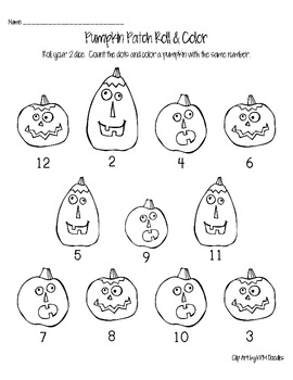 Pumpkin Patch Roll & Color Numbers 2-12 by Jennifer Quinn | TpT