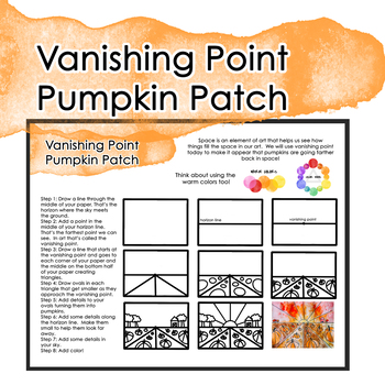 Preview of Pumpkin Patch Vanishing Point Art Distance Learning or Sub Lesson Handout