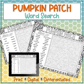 Preview of Pumpkin Patch Word Search Puzzle Activity
